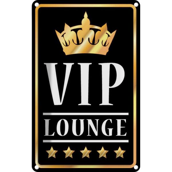 Vianmo Insegna Di Latta 18X12 Cm Vip Lounge Bar S/W/G-image