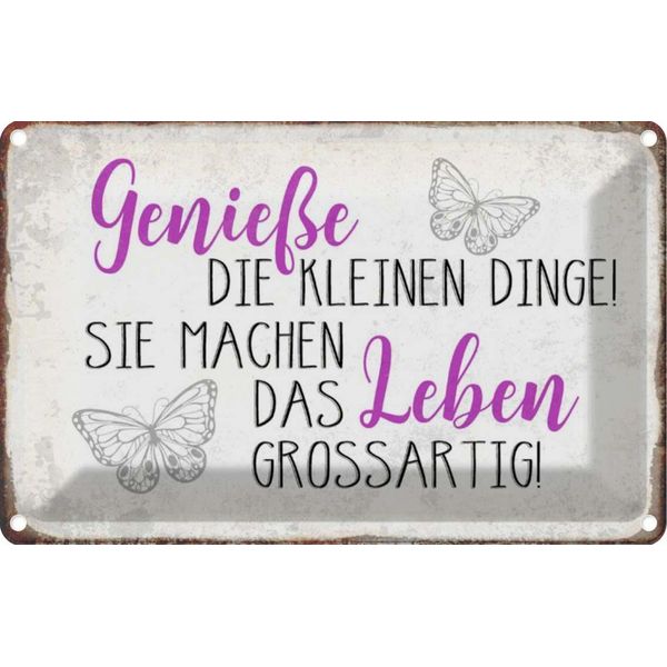 Vianmo Insegna Di Latta 20X30 Cm GenießE Kleine Dinge Das Leben-image