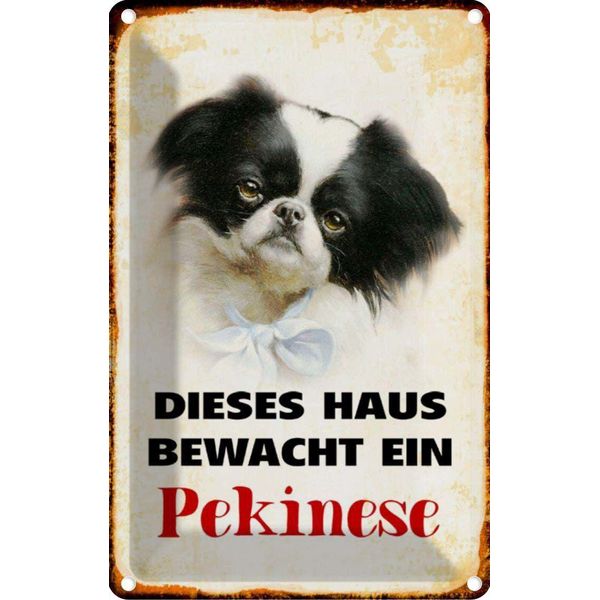 Vianmo Insegna Di Latta 30X20 Cm Hund Dieses Haus Bewacht Ein Pekinese-image