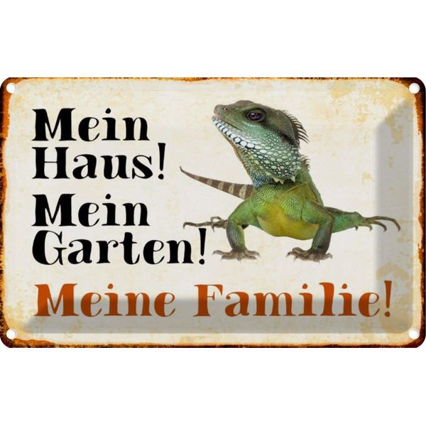 Vianmo Insegna Di Latta 20X30 Cm Reptilien ChamäLeon Mein Haus Garten-image