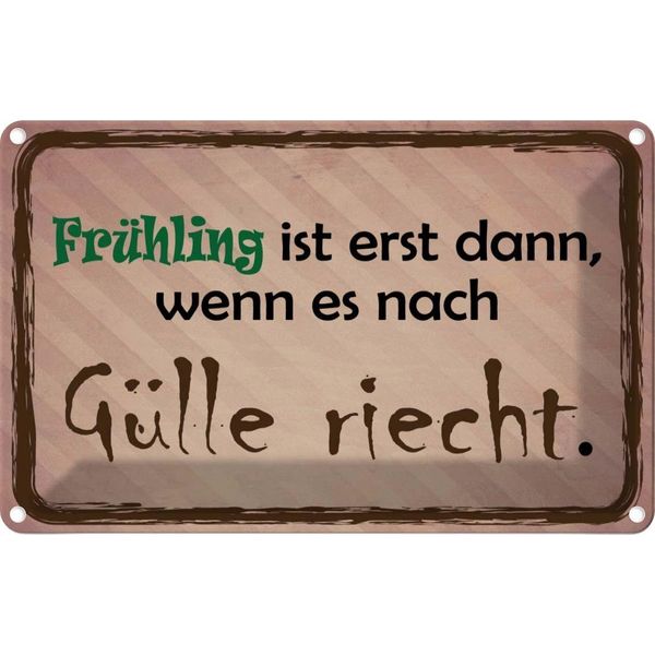 Vianmo Insegna Di Latta 12X18 Cm FrüHling Ist Wenn GüLle Riecht-image