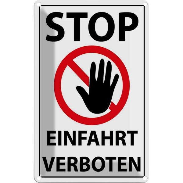 Vianmo Insegna Di Latta 18X12 Cm Stop Einfahrt Verboten-image
