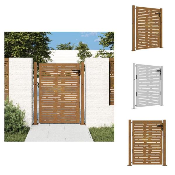 Vidaxl Cancello Da Giardino 105X155 Cm In Acciaio Corten Design Quadrato - Cancelli Da Giardino-image