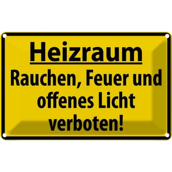 Vianmo Insegna Di Latta 12X18 Cm Heizraum Rauchen Verboten-image