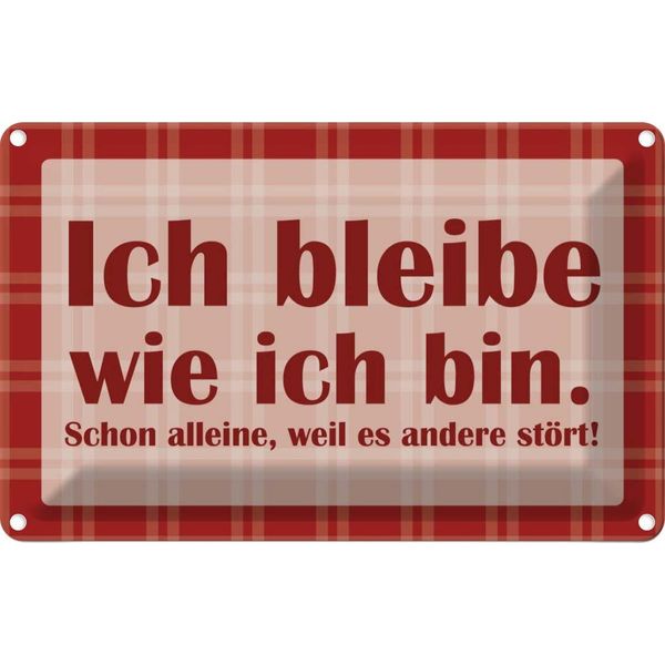 Vianmo Insegna Di Latta 12X18 Cm Ich Bleibe Wie Ich Bin-image