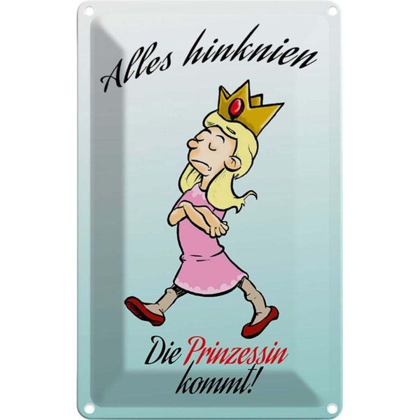 Vianmo Insegna Di Latta 30X20 Cm Alles Hinknien Prinzessin Kommt-image