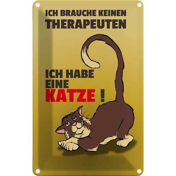 Vianmo Insegna Di Latta 30X20 Cm Brauche Keinen Therapeuten Habe Katze-image