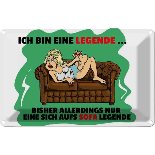 Vianmo Insegna Di Latta 12X18 Cm Bin Eine Legende Auf Sofa Legende-image