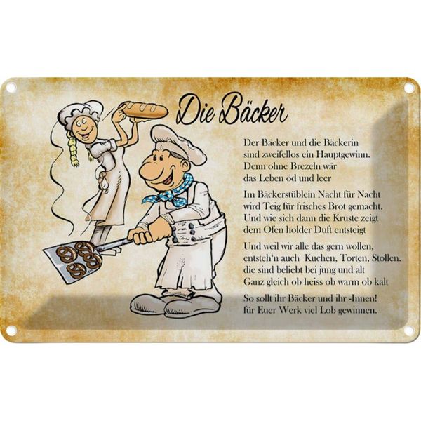 Vianmo Insegna Di Latta 20X30 Cm Die BäCker Und Die BäCkerin-image