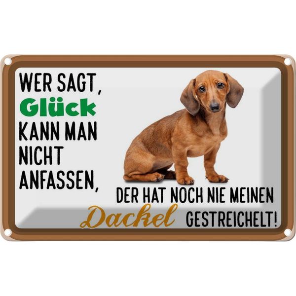 Vianmo Insegna Di Latta 20X30 Cm Wer Sagt GlüCk Dackel Hund-image