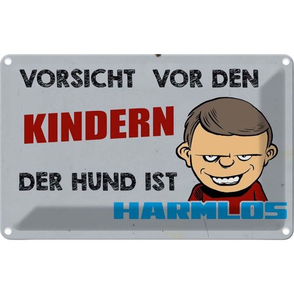 Vianmo Insegna Di Latta 20X30 Cm Vorsicht Vor Kinder Hund Harmlos-image