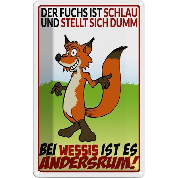 Vianmo Insegna Di Latta 18X12 Cm Der Fuchs Ist Schlau-image