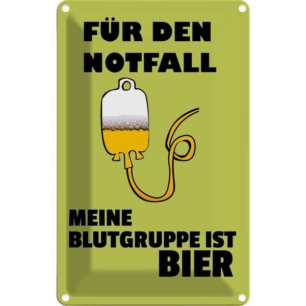 Vianmo Insegna Di Latta 30X20 Cm Alkohol FüR Den Notfall Blutgruppe Bier-image