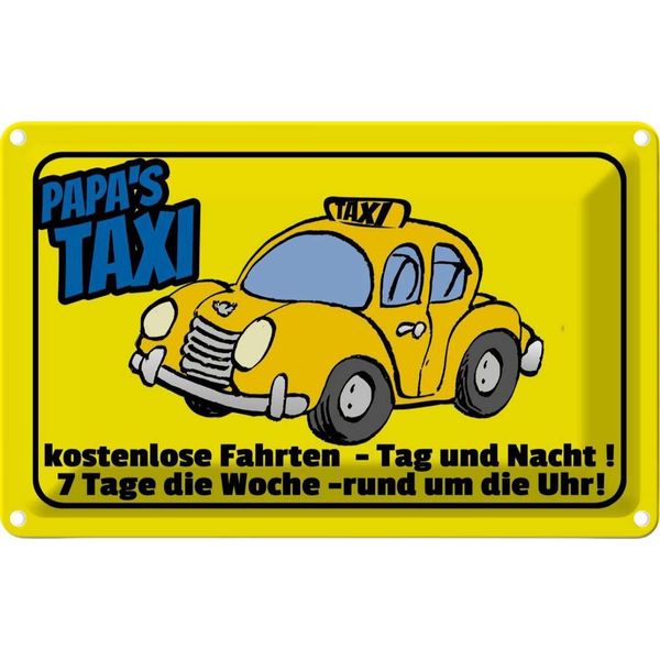 Vianmo Insegna Di Latta 20X30 Cm Papa`S Taxi Kostenlose Fahrten-image