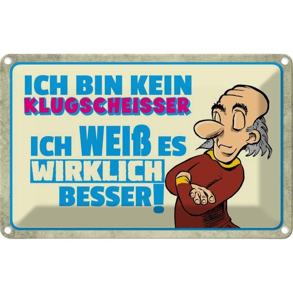Vianmo Insegna Di Latta 20X30 Cm Bin Kein Klugscheisser Ich Weß-image
