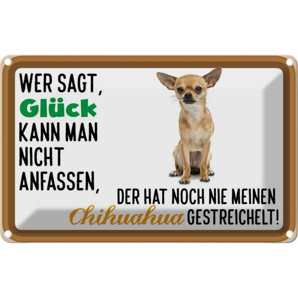 Vianmo Insegna Di Latta 20X30 Cm Wer Sagt GlüCk Chihuahua Hund-image