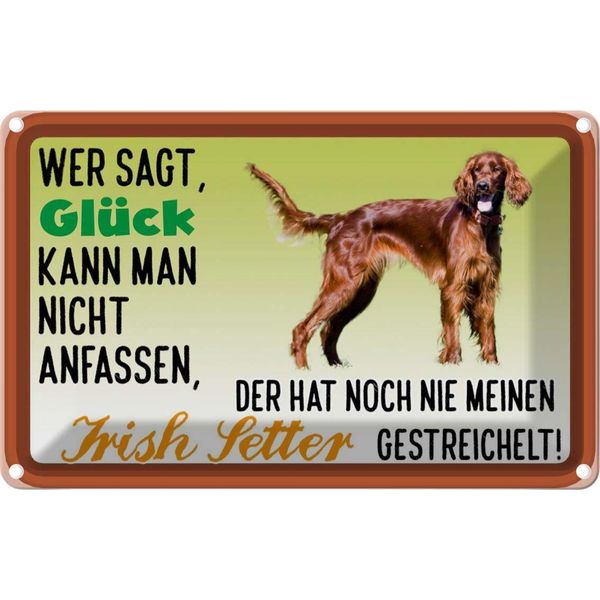 Vianmo Insegna Di Latta 12X18 Cm GlüCk Irish Setter Hund-image