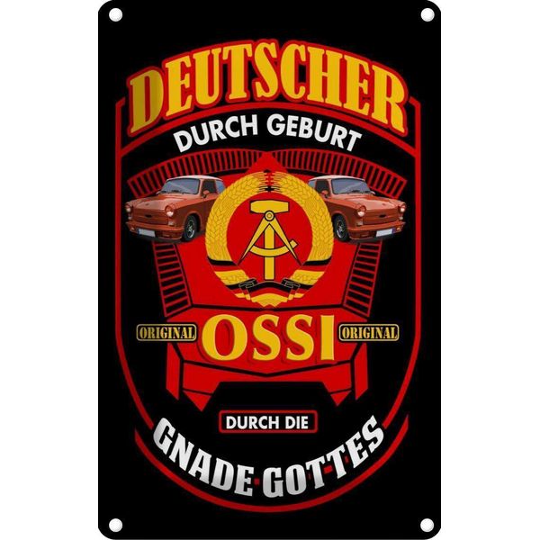Vianmo Insegna Di Latta 18X12 Cm Deutscher Durch Geburt Ossi-image