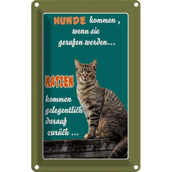 Vianmo Insegna Di Latta 30X20 Cm Hunde Kommen Wenn Katzen Kommen-image