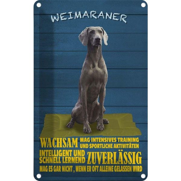 Vianmo Insegna Di Latta 18X12 Cm Weimaraner Hund Wachsam Schnell-image