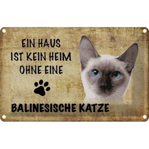 Vianmo Insegna Di Latta 20X30 Cm Balinesische Katze-image