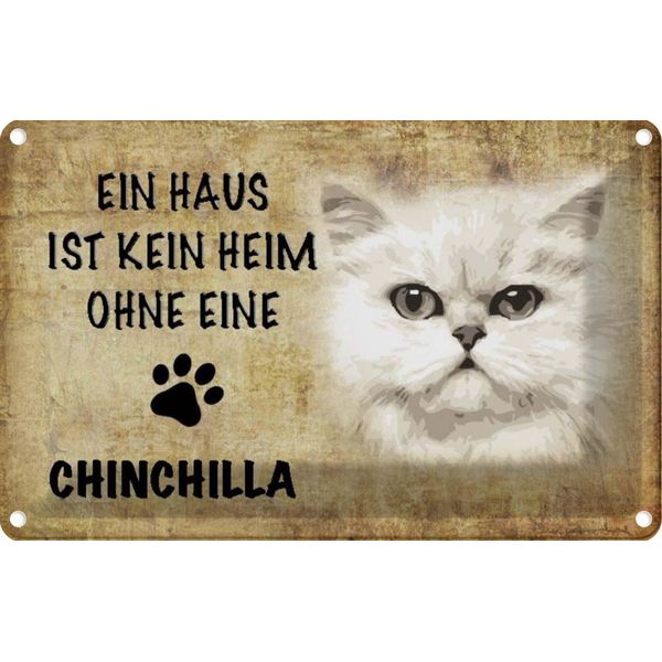 Vianmo Insegna Di Latta 12X18 Cm Chinchilla Katze Ohne Kein Heim-image