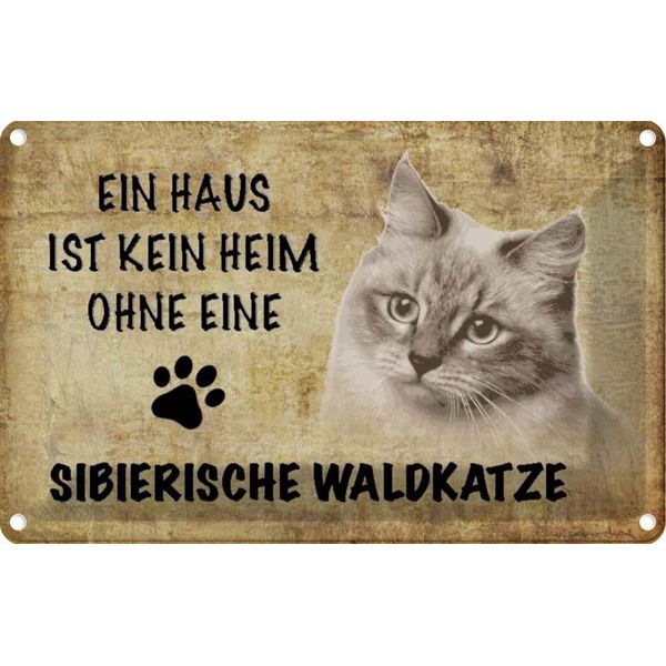 Vianmo Insegna Di Latta 20X30 Cm Sibierische Waldkatze Katze-image