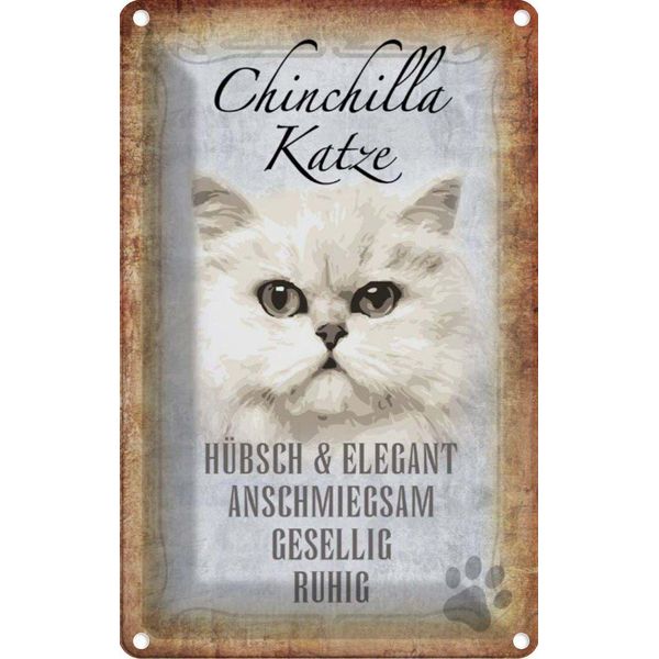 Vianmo Insegna Di Latta 30X20 Cm Chinchilla Katze HüBsch Elegant-image