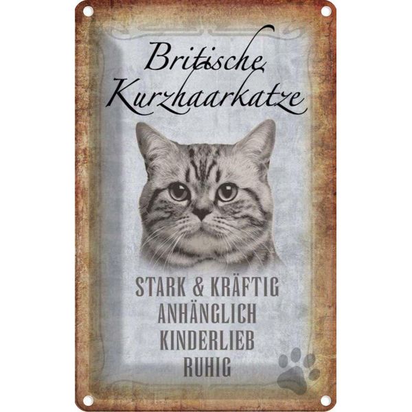 Vianmo Insegna Di Latta 30X20 Cm Britische Kurzhaarkatze-image