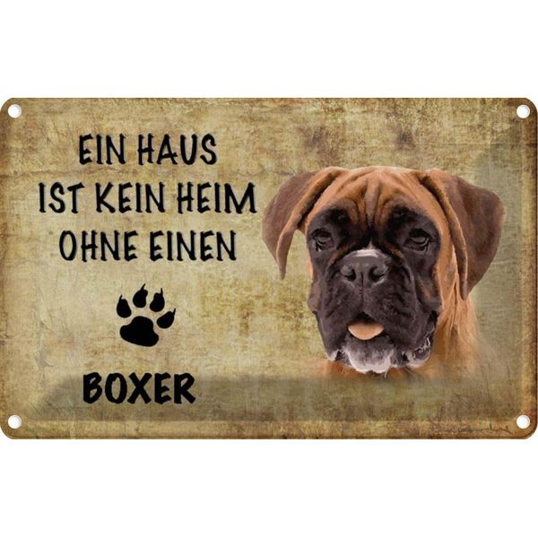 Vianmo Insegna Di Latta 20X30 Cm Boxer Hund Ohne Kein Heim-image