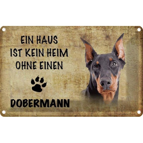 Vianmo Insegna Di Latta 20X30 Cm Doberman Hund Ohne Kein Heim-image