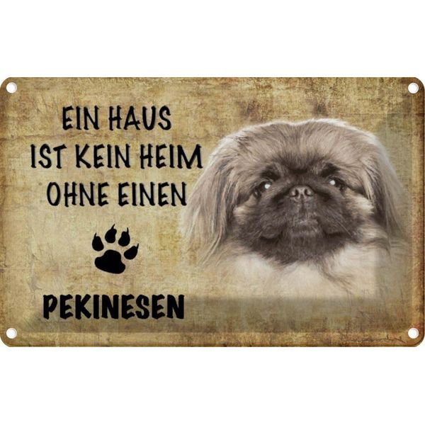 Vianmo Insegna Di Latta 20X30 Cm Pekinesen Hund Ohne Kein Heim-image