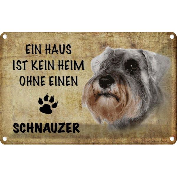 Vianmo Insegna Di Latta 20X30 Cm Schnauzer Hund Ohne Kein Heim-image