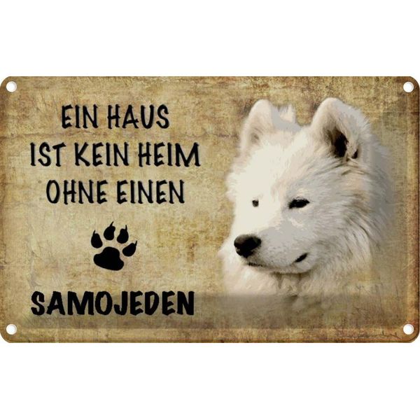 Vianmo Insegna Di Latta 20X30 Cm Samojeden Hund Ohne Kein Heim-image
