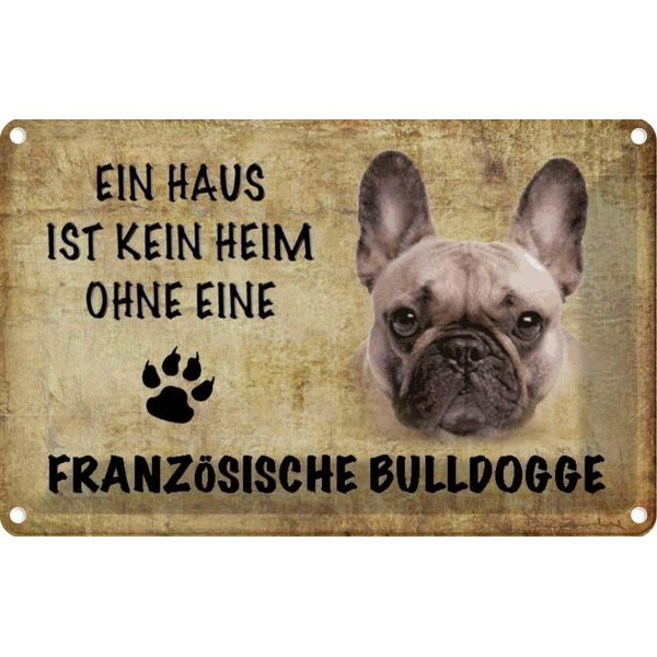 Vianmo Insegna Di Latta 12X18 Cm FranzöSische Bulldogge Hund-image