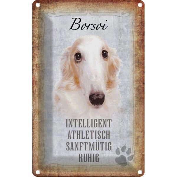 Vianmo Insegna Di Latta 30X20 Cm Borsoi Hund Athletisch-image