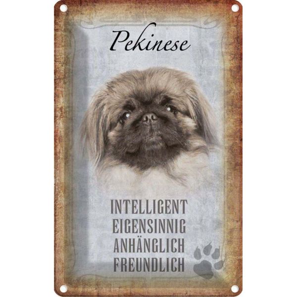 Vianmo Insegna Di Latta 18X12 Cm Pekinese Hund-image