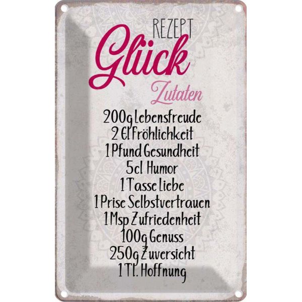 Vianmo Insegna Di Latta 18X12 Cm Rezept GlüCk Zutaten-image