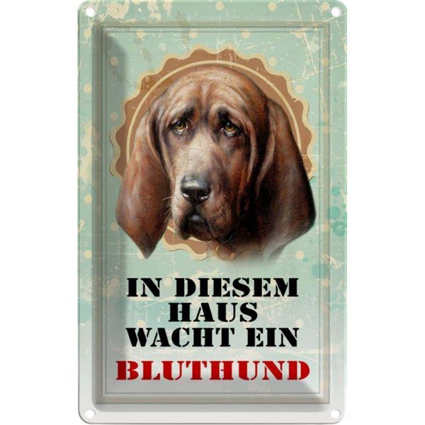 Vianmo Insegna Di Latta 30X20 Cm Hund In Diesem Haus Wacht Bluthund-image