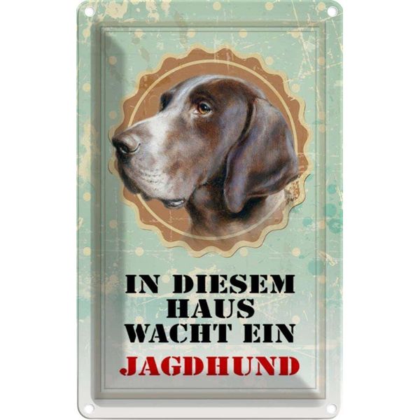 Vianmo Insegna Di Latta 30X20 Cm Hund In Diesem Haus Wacht Ein Jagdhund-image