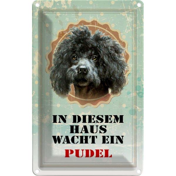 Vianmo Insegna Di Latta 30X20 Cm Hund In Diesem Haus Wacht Ein Pudel-image