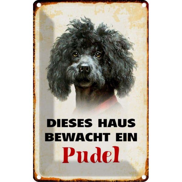 Vianmo Insegna Di Latta 30X20 Cm Hund Dieses Haus Bewacht Ein Pudel-image