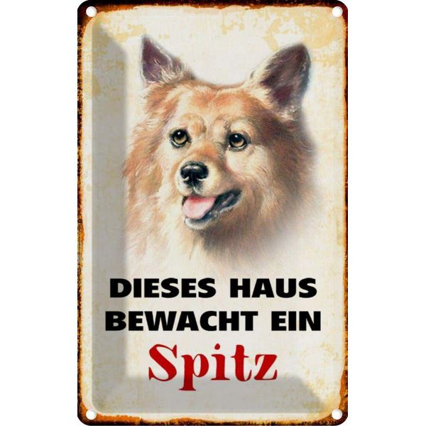 Vianmo Insegna Di Latta 30X20 Cm Hund Dieses Haus Bewacht Ein Spitz-image