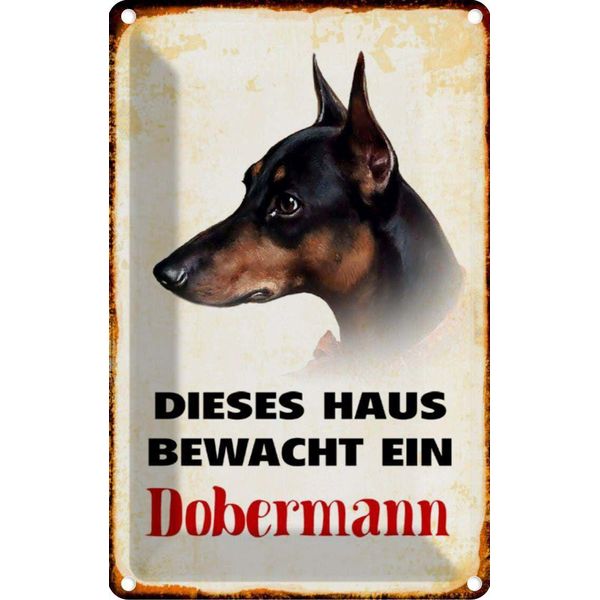 Vianmo Insegna Di Latta 30X20 Cm Hund Dieses Haus Bewacht Ein Dobermann-image