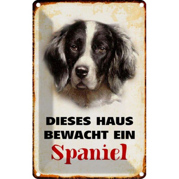 Vianmo Insegna Di Latta 18X12 Cm Hund Dieses Haus Bewacht Ein Spaniel-image