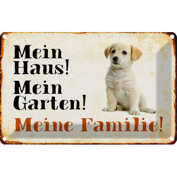 Vianmo Insegna Di Latta 20X30 Cm Hund Labrador Mein Haus Garten Familie-image