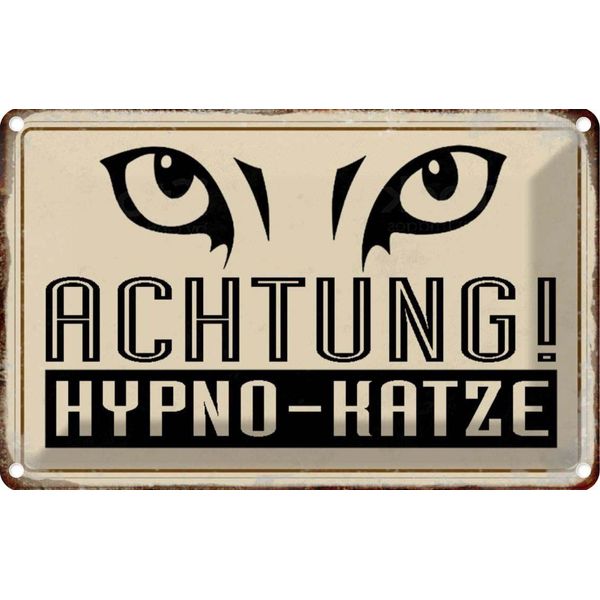 Vianmo Insegna Di Latta 20X30 Cm Achtung Hypno-Katze-image