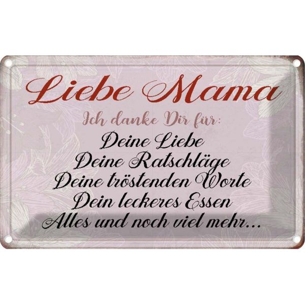 Vianmo Insegna Di Latta 20X30 Cm Liebe Mama Ich Danke Dir Liebe-image