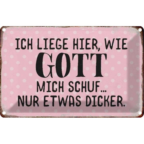 Vianmo Insegna Di Latta 12X18 Cm Liege Hier Wie Gott Mich Schuf-image