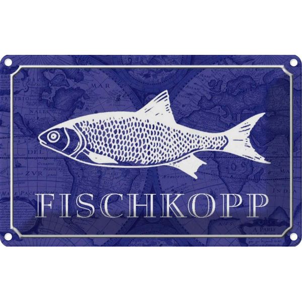 Vianmo Insegna Di Latta 20X30 Cm Fischkopp Fisch-image